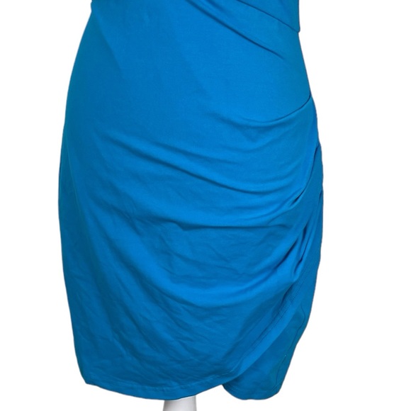 Revolve By The Way Minnie Deep V Dress Ruched Bodycon Size Small Blue - Picture 7 of 15